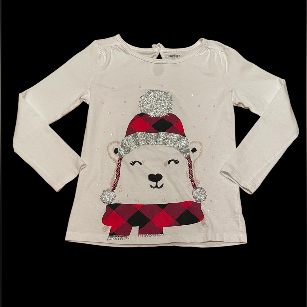 **2 for $20* Carter's Kids size 10 Long Sleeve  Winter Glitter Sequin Polar Bear